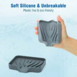 Qnjujn Silicone Bathroom Soap Dishes with Drain Spout-Bathroom and Kitchen Sink Organizer, Sponge Holder, Dish Soap Tray, Perfect for Dispenser, Scrubber, Bottle, Cup on Sink or...