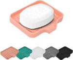 Qnjujn Silicone Bathroom Soap Dishes with Drain Spout-Bathroom and Kitchen Sink Organizer, Sponge Holder, Dish Soap Tray, Perfect for Dispenser, Scrubber, Bottle, Cup on Sink or...