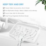 Qnjujn Silicone Bathroom Soap Dishes with Drain Spout-Bathroom and Kitchen Sink Organizer, Sponge Holder, Dish Soap Tray, for Dispenser, Scrubber, Bottle, Cup on Sink or Counter...