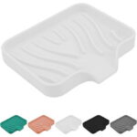 Qnjujn Silicone Bathroom Soap Dishes with Drain Spout-Bathroom and Kitchen Sink Organizer, Sponge Holder, Dish Soap Tray, for Dispenser, Scrubber, Bottle, Cup on Sink or Counter...