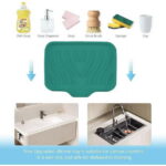Qnjujn Silicone Bathroom Soap Dishes with Drain Spout-Bathroom and Kitchen Sink Organizer, Sponge Holder, Dish Soap Tray, for Dispenser, Scrubber, Bottle, Cup on Sink or Counter...