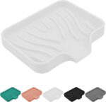 Qnjujn Silicone Bathroom Soap Dishes with Drain Spout-Bathroom and Kitchen Sink Organizer, Sponge Holder, Dish Soap Tray, for Dispenser, Scrubber, Bottle, Cup on Sink or Counter...