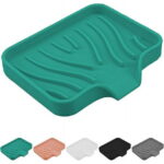 Qnjujn Silicone Bathroom Soap Dishes with Drain Spout-Bathroom and Kitchen Sink Organizer, Sponge Holder, Dish Soap Tray, for Dispenser, Scrubber, Bottle, Cup on Sink or Counter...