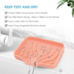 Qnjujn Silicone Bathroom Soap Dishes with Drain Spout-Bathroom and Kitchen Sink Organizer, Sponge Holder, Dish Soap Tray, for Dispenser, Scrubber, Bottle, Cup on Sink or Counter...