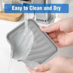 Qnjujn Silicone Bathroom Soap Dishes with Drain Spout-Bathroom and Kitchen Sink Organizer, Sponge Holder, Dish Soap Tray, Perfect for Dispenser, Scrubber, Bottle, Cup on Sink or...