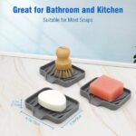 Qnjujn Silicone Bathroom Soap Dishes with Drain Spout-Bathroom and Kitchen Sink Organizer, Sponge Holder, Dish Soap Tray, Perfect for Dispenser, Scrubber, Bottle, Cup on Sink or...