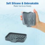 Qnjujn Silicone Bathroom Soap Dishes with Drain Spout-Bathroom and Kitchen Sink Organizer, Sponge Holder, Dish Soap Tray, Perfect for Dispenser, Scrubber, Bottle, Cup on Sink or...