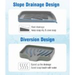Qnjujn Silicone Bathroom Soap Dishes with Drain Spout-Bathroom and Kitchen Sink Organizer, Sponge Holder, Dish Soap Tray, Perfect for Dispenser, Scrubber, Bottle, Cup on Sink or...