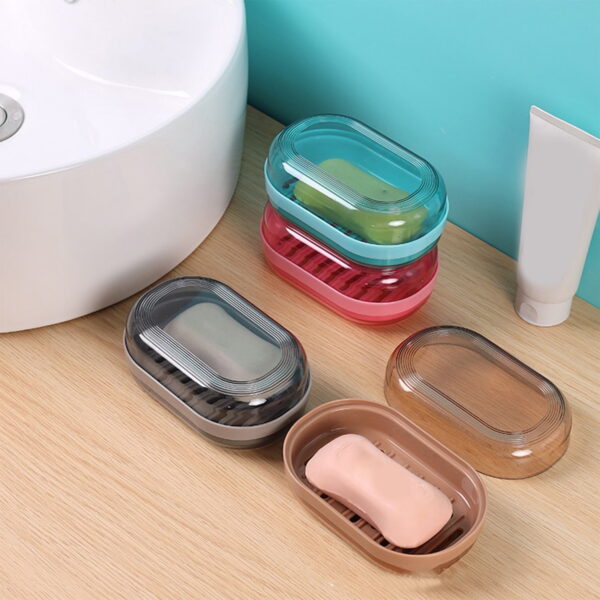 Qocolhg Self Draining Plastic Soap Holder, Leakproof Travel Soap Case, Bar Soap Holder for Shower, Soap Dish with Lid for Gym, Travel Size Toiletries, Portable Bathroom...