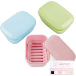 Quatish Soap Holder 3 Pack, Travel Soap Container with Lid, Portable Bar Soap Case, Period Kit Leakproof Soap Box with Perforations, Soap Dishes for Traveling, Camping, Gym...