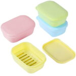 Quatish Soap Holder 4 Pack, Travel Soap Container with Lid, Portable Bar Soap Case, Period Kit Leakproof Soap Box with Perforations, Soap Dishes for Traveling, Camping, Gym...