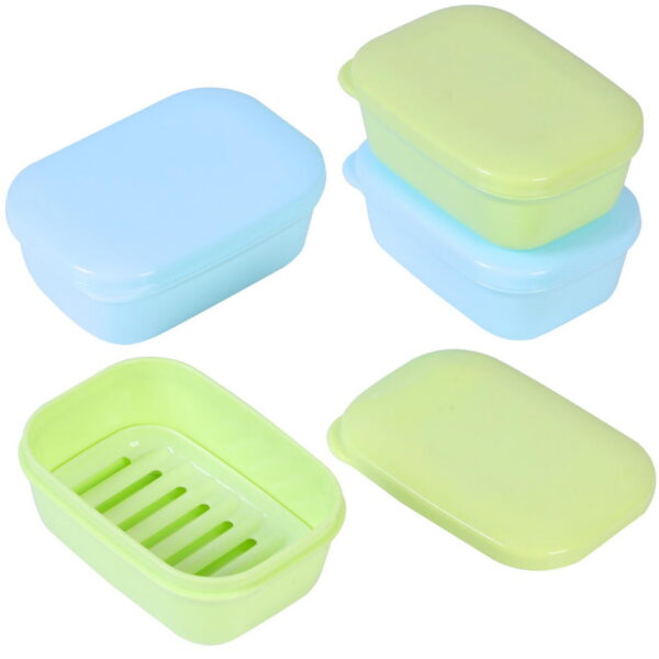 Quatish Soap Holder 4 Pack, Travel Soap Container with Lid, Portable Bar Soap Case, Period Kit Leakproof Soap Box with Perforations, Soap Dishes for Traveling, Camping, Gym...