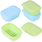 Quatish Soap Holder 4 Pack, Travel Soap Container with Lid, Portable Bar Soap Case, Period Kit Leakproof Soap Box with Perforations, Soap Dishes for Traveling, Camping, Gym...