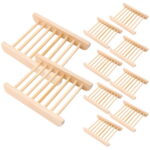 Raindrops 10Pcs Soap Dish with Draining Tray for Kitchen Use in Beige Color and Rectangular Shape