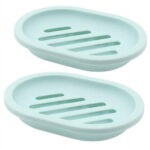Rirool 2-Pack Soap Dish with Drain, Soap Holder, Soap Saver, Easy Cleaning, Dry, Stop Mushy Soap (Green)