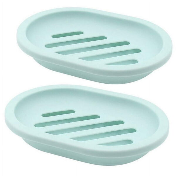 Rirool 2-Pack Soap Dish with Drain, Soap Holder, Soap Saver, Easy Cleaning, Dry, Stop Mushy Soap (Green)