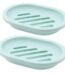 Rirool 2-Pack Soap Dish with Drain, Soap Holder, Soap Saver, Easy Cleaning, Dry, Stop Mushy Soap (Green)