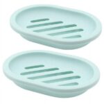 Rirool 2-Pack Soap Dish with Drain, Soap Holder, Soap Saver, Easy Cleaning, Dry, Stop Mushy Soap (Green)