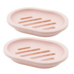 Rirool 2-Pack Soap Dish with Drain, Soap Holder, Soap Saver, Easy Cleaning, Dry, Stop Mushy Soap (Pink)
