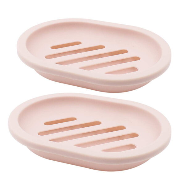 Rirool 2-Pack Soap Dish with Drain, Soap Holder, Soap Saver, Easy Cleaning, Dry, Stop Mushy Soap (Pink)