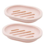 Rirool 2-Pack Soap Dish with Drain, Soap Holder, Soap Saver, Easy Cleaning, Dry, Stop Mushy Soap (Pink)