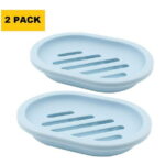 Rirool 2-Pack Soap Dish with Drain, Soap Holder, Soap Saver, Easy Cleaning, Dry, Stop Mushy Soap (Pink)