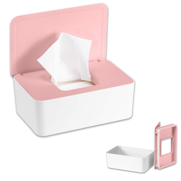 Rirool Portable Reusable Baby Wipes Holder - Easy Open/Close Container Lid - Pink