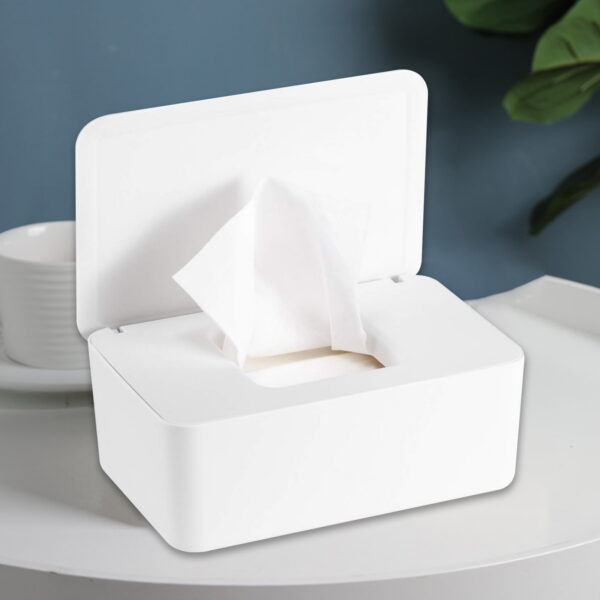Rirool Tissue Storage Box - Portable Reusable Diaper Wipes Dispenser - Baby Case Wipe Holder - Keeps Fresh - Easy Open/Close Container Lid - White