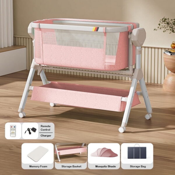 Rocking Bassinet, Electric Cribs, Bedside Sleeper for Baby, Newborn Co-Sleeper,Unisex Baby Sleeping Bed