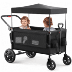 SACVON All-Terrain Stroller Wagon for Toddlers with Canopy, Parent Organizer, Adjustable Handlebar, 2 Cup Holders
