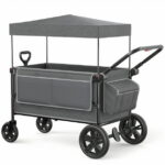SACVON All-Terrain Stroller Wagon for Toddlers with Canopy, Parent Organizer, Adjustable Handlebar, 2 Cup Holders