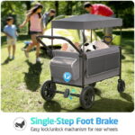 SACVON All-Terrain Stroller Wagon for Toddlers with Canopy, Parent Organizer, Adjustable Handlebar, 2 Cup Holders