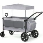 SACVON All-Terrain Stroller Wagon for Toddlers with Canopy, Parent Organizer, Adjustable Handlebar, 2 Cup Holders