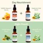 SAISZE Vitamin C Serum Kit, Anti-Aging Face Moisturizer, Retinol & Vitamin C & Hyaluronic Acid Face Serum Set for Firming, Hydrating for Face Day & Night Skin Care, Gifts for Women