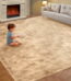 Sanmadrola Area Rug for Bedroom,4'X5.2',Fluffy Shag Rug for Living Room,Furry Carpet for Kids Room,Shaggy Throw Rug for Nursery Room,Fuzzy Plush Rug,Khaki Carpet,Rectangle,Cute...