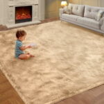 Sanmadrola Area Rug for Bedroom,4'X5.2',Fluffy Shag Rug for Living Room,Furry Carpet for Kids Room,Shaggy Throw Rug for Nursery Room,Fuzzy Plush Rug,Khaki Carpet,Rectangle,Cute...