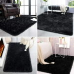Sanmadrola Area Rug for Bedroom,4'X5.2',Fluffy Shag Rug for Living Room,Furry Carpet for Kids Room,Shaggy Throw Rug for Nursery Room,Fuzzy Plush Rug,Black Carpet,Rectangle,Cute...