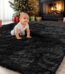 Sanmadrola Area Rug for Bedroom,4'X5.2',Fluffy Shag Rug for Living Room,Furry Carpet for Kids Room,Shaggy Throw Rug for Nursery Room,Fuzzy Plush Rug,Black Carpet,Rectangle,Cute...