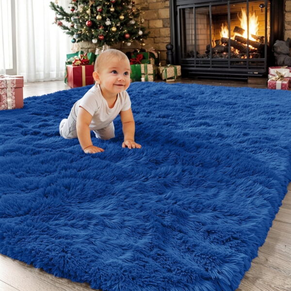 Sanmadrola Area Rug for Bedroom,6.5'X7.5',Fluffy Shag Rug for Living Room,Furry Carpet for Kids Room,Shaggy Throw Rug for Nursery Room,Fuzzy Plush Rug,Blue Carpet,Rectangle,Cute...