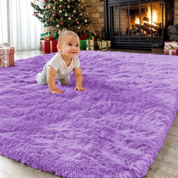 Sanmadrola Area Rug for Bedroom,6.5'X7.5',Fluffy Shag Rug for Living Room,Furry Carpet for Kids Room,Shaggy Throw Rug for Nursery Room,Fuzzy Plush Rug Purple...