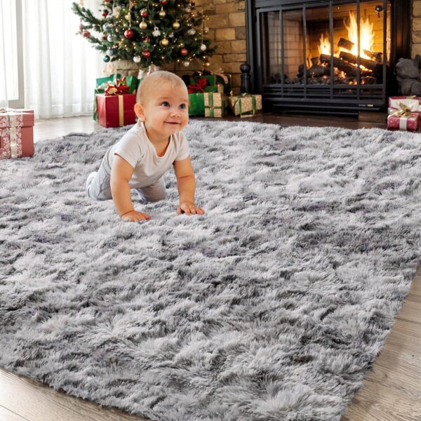 Sanmadrola Area Rug for Bedroom,6.5'X7.5',Fluffy Shag Rug for Living Room,Furry Carpet for Kids Room,Shaggy Throw Rug for Nursery Room,Fuzzy Plush Rug,Gray Carpet,Rectangle,Cute...