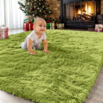 Sanmadrola Area Rug for Bedroom,8'x10',Fluffy Shag Rug for Living Room,Furry Carpet for Kids Room,Shaggy Throw Rug for Nursery Room,Fuzzy Plush Rug Green Carpet,Rectangle,Cute...