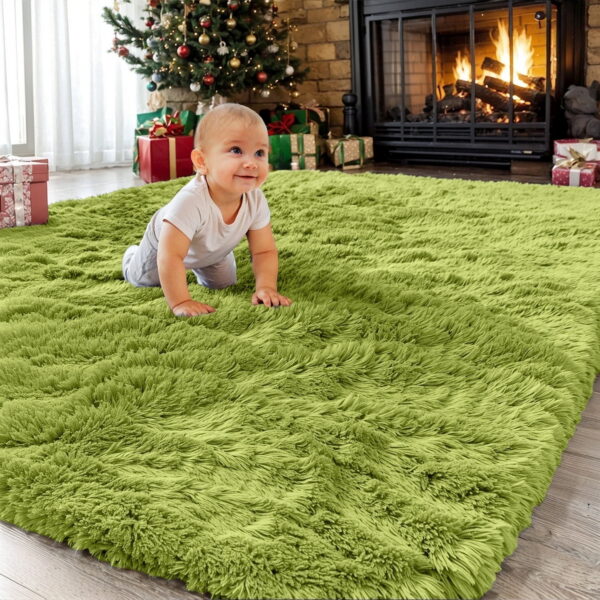 Sanmadrola Area Rug for Bedroom,8'x10',Fluffy Shag Rug for Living Room,Furry Carpet for Kids Room,Shaggy Throw Rug for Nursery Room,Fuzzy Plush Rug Green Carpet,Rectangle,Cute...