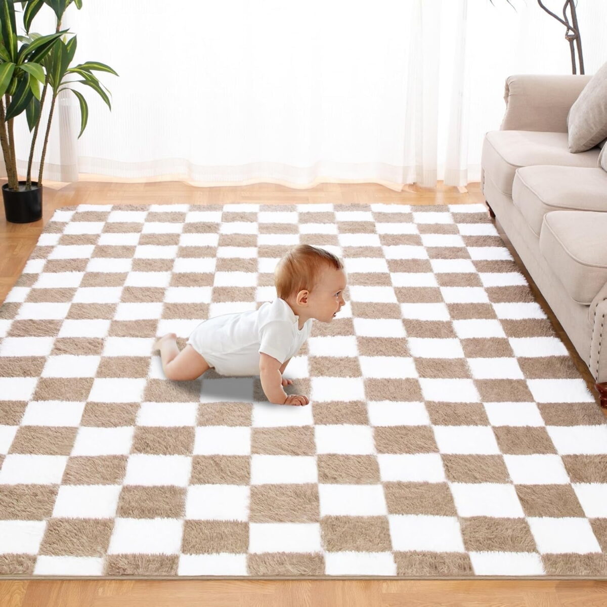 Sanmadrola Area Rug for Bedroom 8'x10' Fluffy Shag Rug for Living Room,Furry Carpet for Kids Room,Shaggy Throw Rug for Nursery Room,Fuzzy Plush Rug,Gray Carpet,Rectangle,Cute...