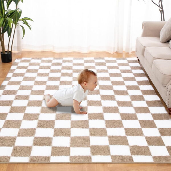 Sanmadrola Area Rug for Bedroom 8'x10' Fluffy Shag Rug for Living Room,Furry Carpet for Kids Room,Shaggy Throw Rug for Nursery Room,Fuzzy Plush Rug,Gray Carpet,Rectangle,Cute...