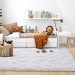 Sanmadrola Area Rugs for Bedroom, Fluffy Black Shaggy Soft Area Rug, Non-Slip Indoor Floor Carpet for Living Room, Kids Baby Boys Teen Dorm Home Decor Aesthetic, Nursery, 5.2x6....