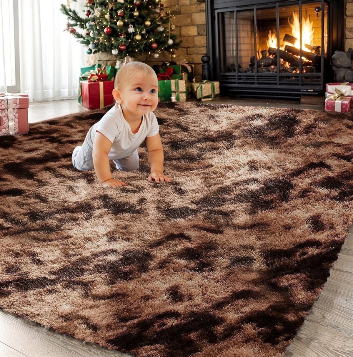 Sanmadrola Area Rugs for Bedroom, Fluffy Coffee Shaggy Soft Area Rug, Non-Slip Indoor Floor Carpet for Living Room, Kids Baby Boys Teen Dorm Home Decor Aesthetic, Nursery,...