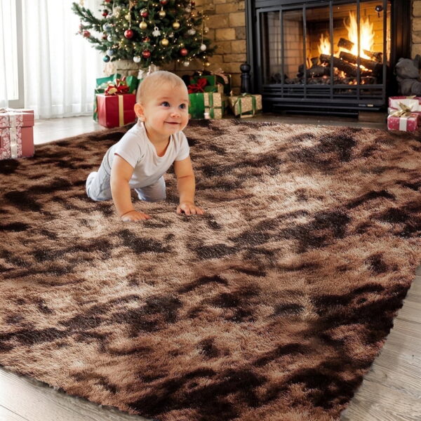 Sanmadrola Area Rugs for Bedroom, Fluffy Coffee Shaggy Soft Area Rug, Non-Slip Indoor Floor Carpet for Living Room, Kids Baby Boys Teen Dorm Home Decor Aesthetic, Nursery,...