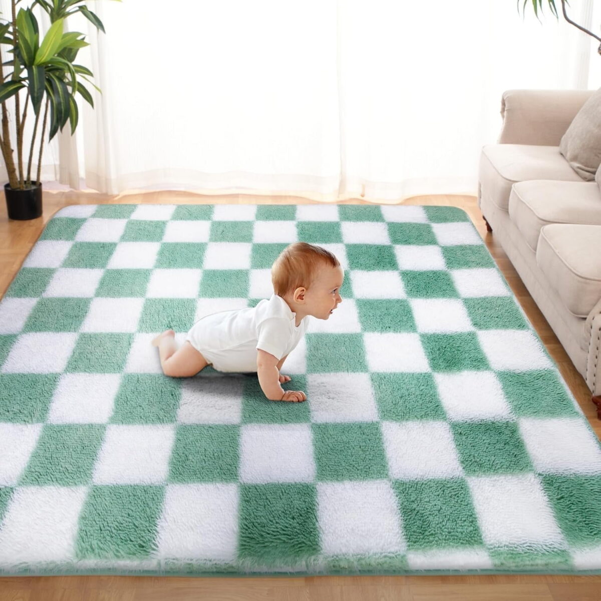 Sanmadrola Area Rugs for Bedroom, Fluffy Shaggy Soft Area Rug, Non-Slip Indoor Floor Carpet for Living Room, Kids Baby Boys Teen Dorm Home Decor Aesthetic, Nursery, 5.2x6.6 Feet