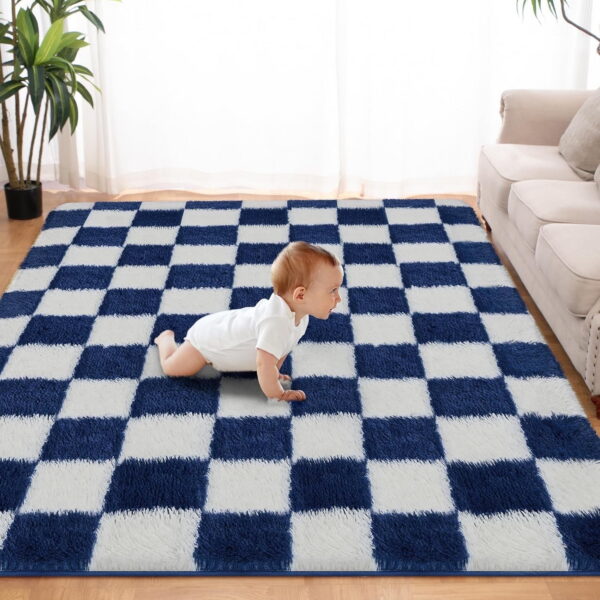 SANMADROLA Area Rugs for Bedroom, Fluffy Shaggy Soft Area Rug, Non-Slip Indoor Floor Carpet for Living Room, Kids Baby Boys Teen Dorm Home Decor Aesthetic, Nursery 6.5'x7.5'
